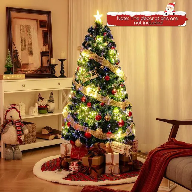 Alt view image 2 of 7 - SlickBlue Pre-Lit Artificial Xmas Tree with Top Star and Branch Tips-5 FT