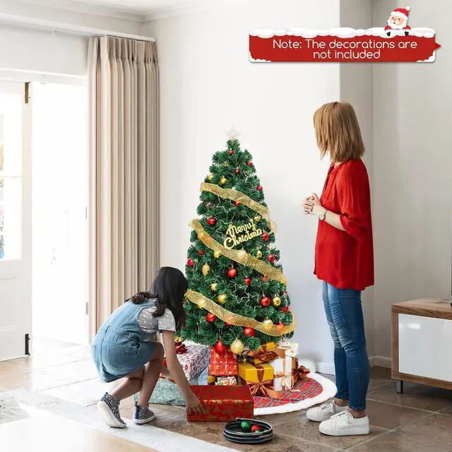 Alt view image 3 of 7 - SlickBlue Pre-Lit Artificial Xmas Tree with Top Star and Branch Tips-5 FT