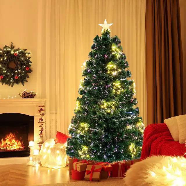 Alt view image 6 of 7 - SlickBlue Pre-Lit Artificial Xmas Tree with Top Star and Branch Tips-5 FT