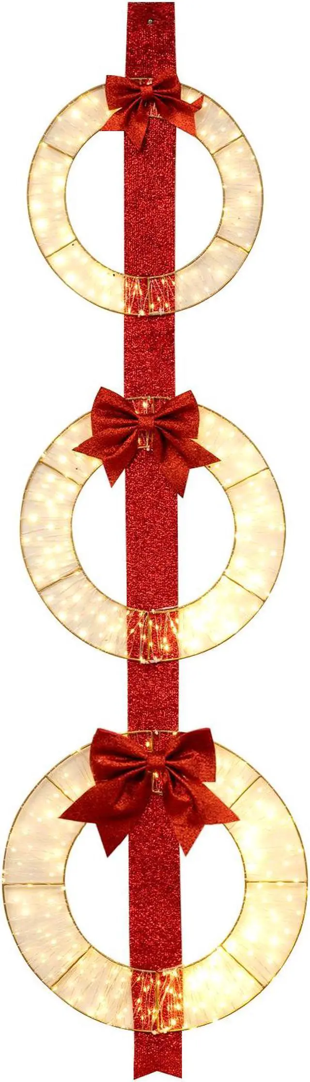 Main image of SlickBlue Set of 3 Christmas Lighted Wreaths with Warm White LED Lights and Bows