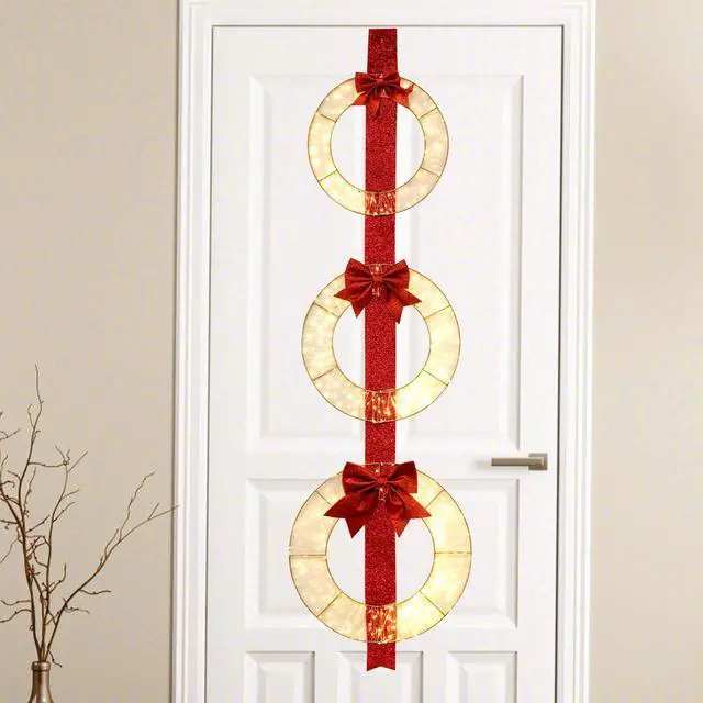Alt view image 5 of 7 - SlickBlue Set of 3 Christmas Lighted Wreaths with Warm White LED Lights and Bows