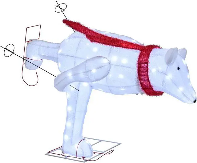 Main image of SlickBlue 4.5 Feet Christmas Skiing Polar Bear with LED Lights and Ground Stakes