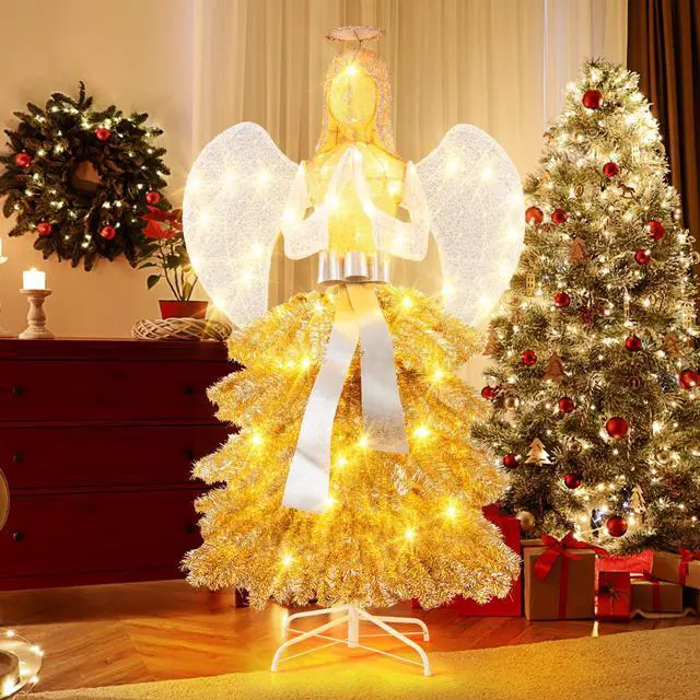 Alt view image 3 of 7 - SlickBlue 5.2 Feet Lighted Angel Artificial Christmas Tree with Warm White LED Lights