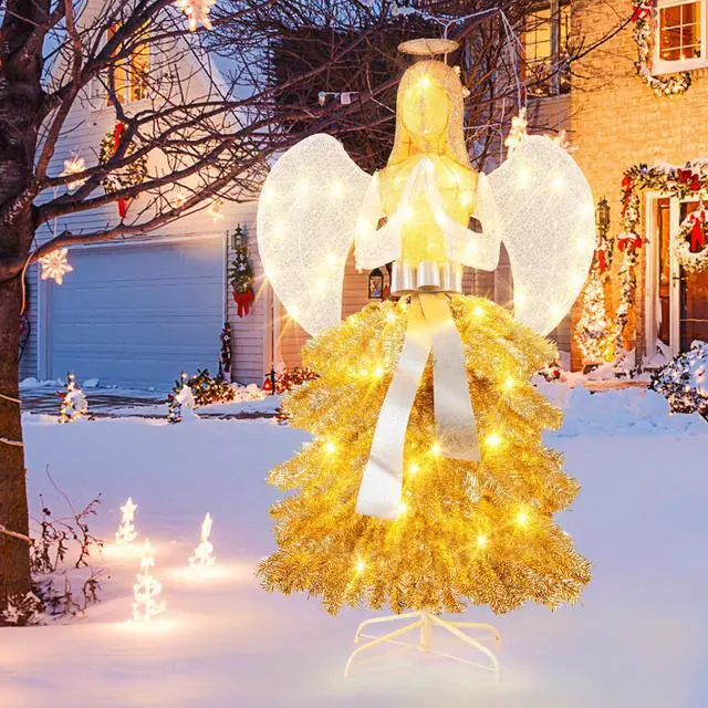 Alt view image 2 of 7 - SlickBlue 5.2 Feet Lighted Angel Artificial Christmas Tree with Warm White LED Lights