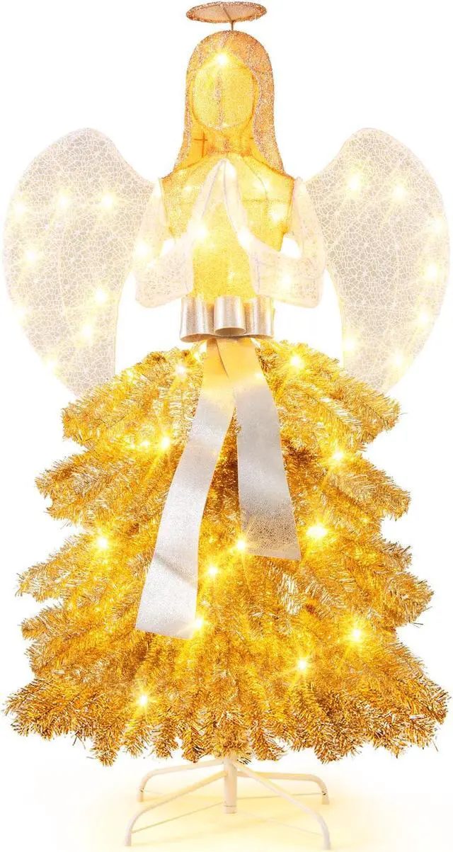 Main image of SlickBlue 5.2 Feet Lighted Angel Artificial Christmas Tree with Warm White LED Lights