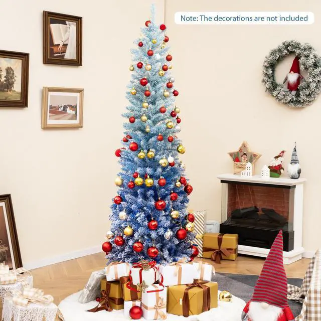 Alt view image 2 of 7 - SlickBlue 6 Feet Blue Gradient Snow Flocked Artificial Christmas Tree-Blue