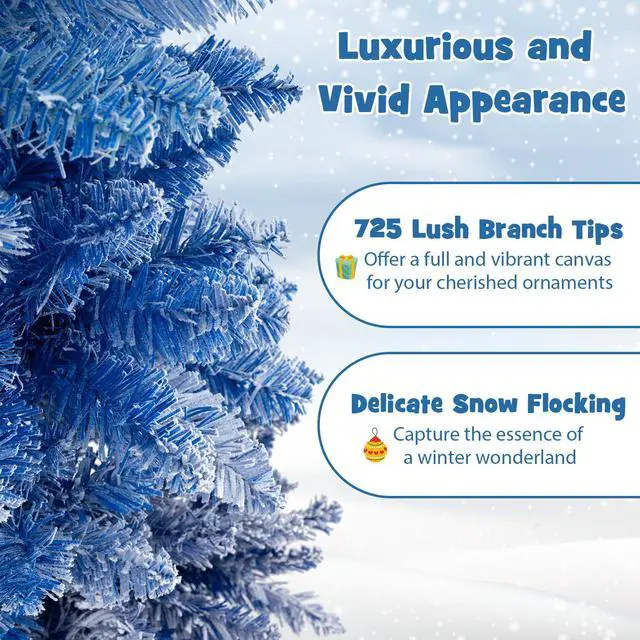 Alt view image 6 of 7 - SlickBlue 7 Feet Blue Gradient Snow Flocked Artificial Christmas Tree-Blue