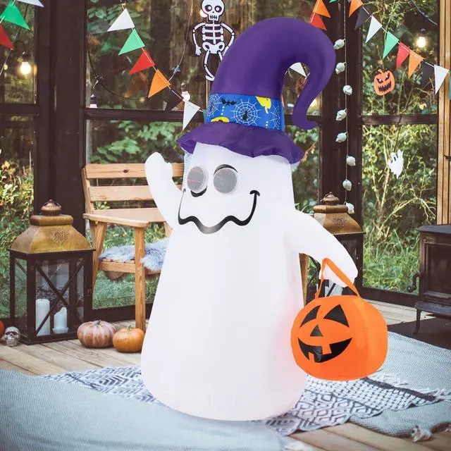 Alt view image 5 of 7 - SlickBlue 6 Ft Halloween Inflatables Cute Ghost with Dimming Infinity Mirror Light