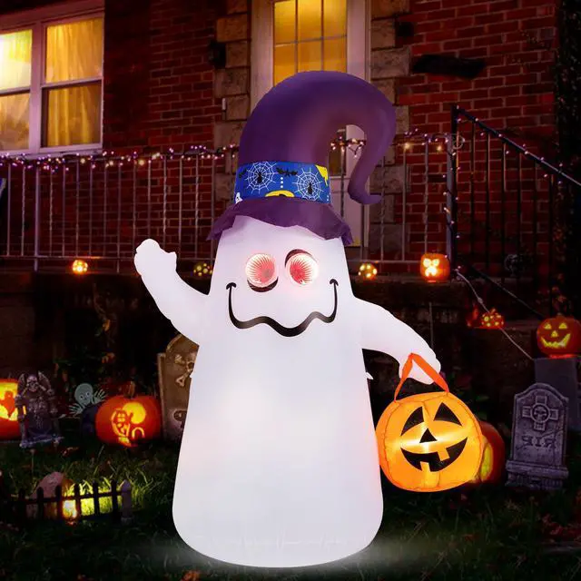 Alt view image 2 of 7 - SlickBlue 6 Ft Halloween Inflatables Cute Ghost with Dimming Infinity Mirror Light