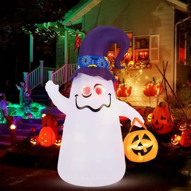Alt view image 3 of 7 - SlickBlue 6 Ft Halloween Inflatables Cute Ghost with Dimming Infinity Mirror Light