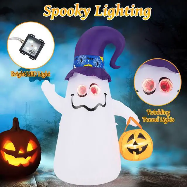 Alt view image 7 of 7 - SlickBlue 6 Ft Halloween Inflatables Cute Ghost with Dimming Infinity Mirror Light