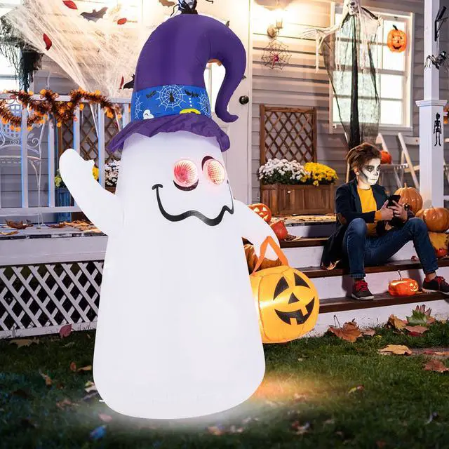 Alt view image 6 of 7 - SlickBlue 6 Ft Halloween Inflatables Cute Ghost with Dimming Infinity Mirror Light
