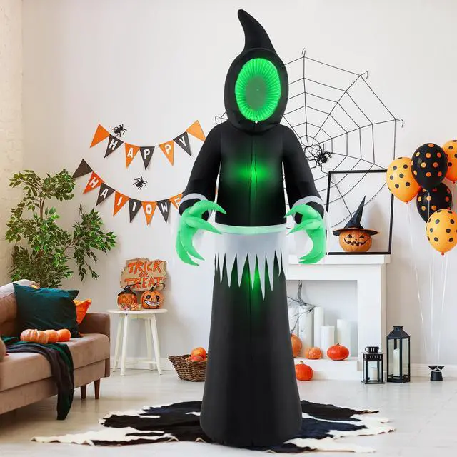 Alt view image 2 of 7 - SlickBlue 8 Feet Giant Halloween Inflatable Ghost with Built-in LED Lights and Mirror Face