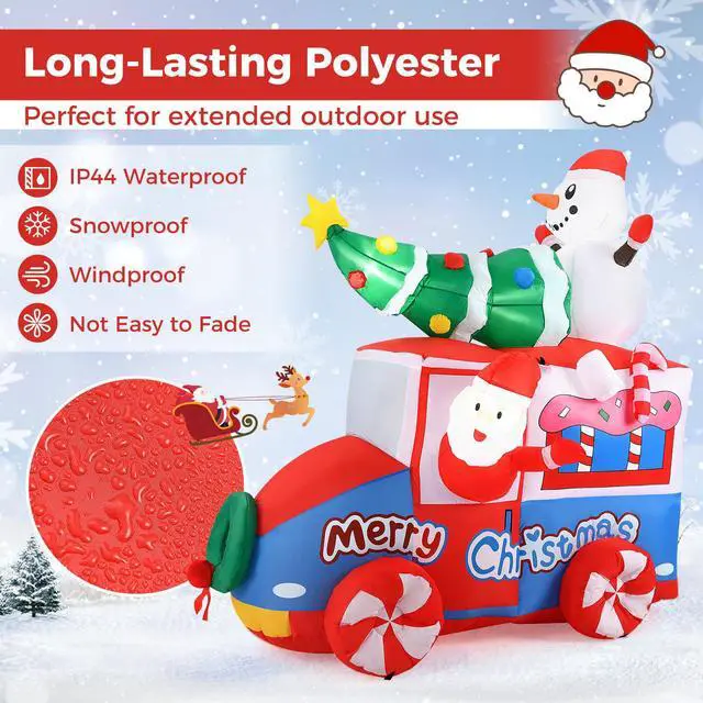 Alt view image 7 of 7 - SlickBlue 6 ft Christmas Inflatable Santa on Car Blow up Festive Vehicle with Santa Clause