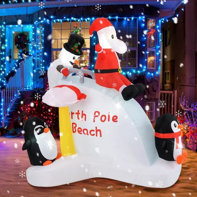 Alt view image 3 of 7 - SlickBlue 6 Feet Christmas Inflatable with Blow up Penguins and Santa Decoration