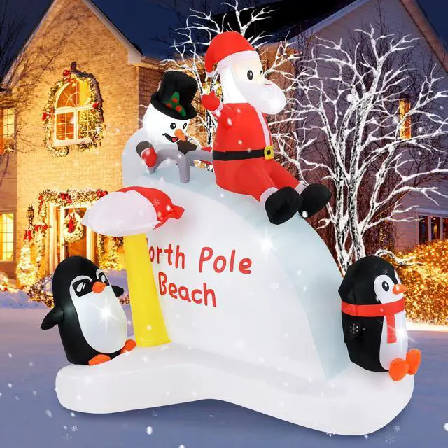 Alt view image 2 of 7 - SlickBlue 6 Feet Christmas Inflatable with Blow up Penguins and Santa Decoration