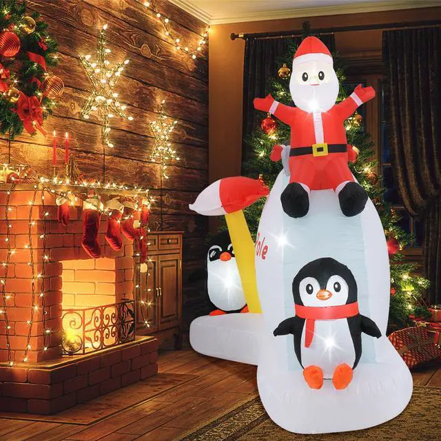 Alt view image 6 of 7 - SlickBlue 6 Feet Christmas Inflatable with Blow up Penguins and Santa Decoration