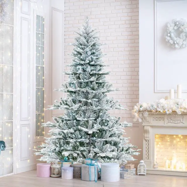 Alt view image 2 of 7 - SlickBlue 7 Feet Snow Flocked Artificial Christmas Tree with Cool White LED Lights