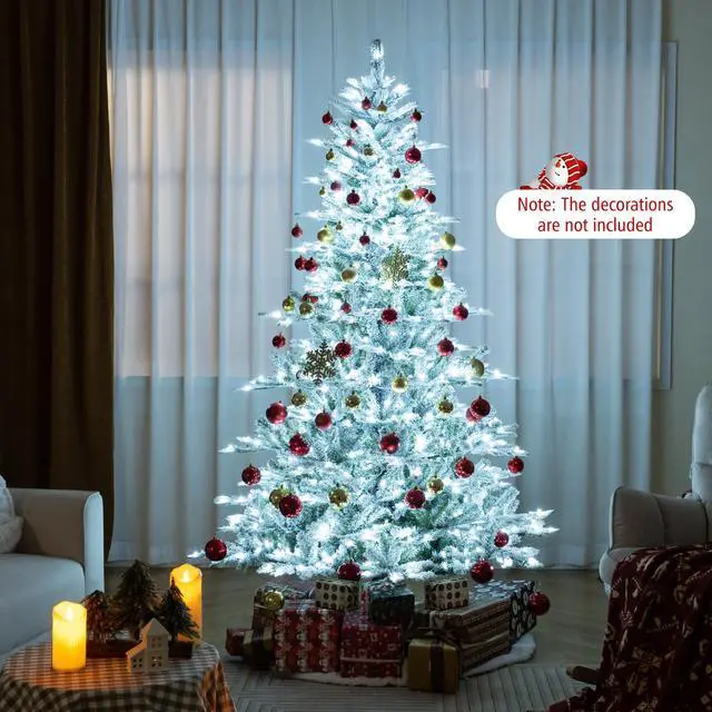 Alt view image 3 of 7 - SlickBlue 7 Feet Snow Flocked Artificial Christmas Tree with Cool White LED Lights