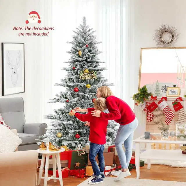 Alt view image 5 of 7 - SlickBlue 7 Feet Snow Flocked Artificial Christmas Tree with Cool White LED Lights
