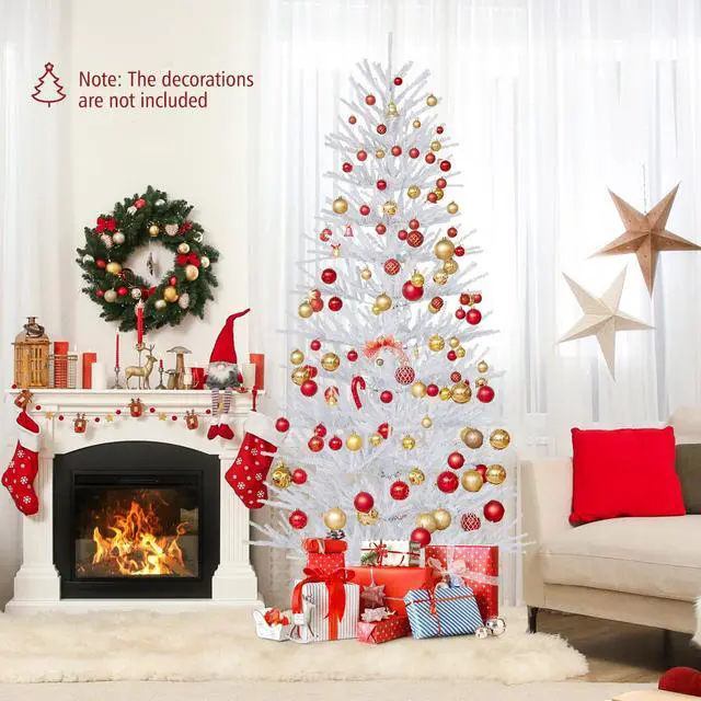 Alt view image 3 of 7 - SlickBlue 7 FT Artificial Pre-lit Christmas Tree Hinged Xmas Tree with 820 Coral-like Branch Tips