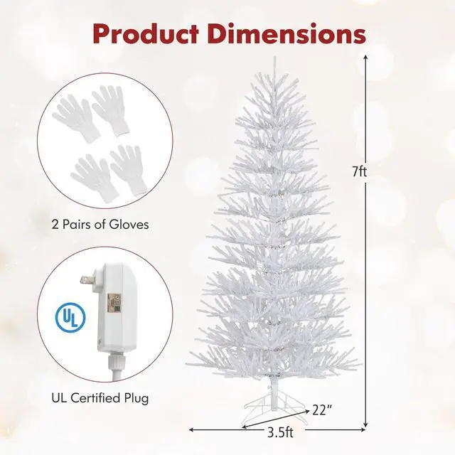 Alt view image 4 of 7 - SlickBlue 7 FT Artificial Pre-lit Christmas Tree Hinged Xmas Tree with 820 Coral-like Branch Tips