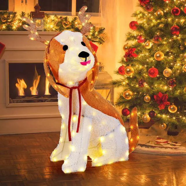 Alt view image 2 of 7 - SlickBlue Lighted Christmas Dog with LED Lights Ground Stakes and Cable Tiers