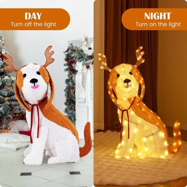 Alt view image 6 of 7 - SlickBlue Lighted Christmas Dog with LED Lights Ground Stakes and Cable Tiers