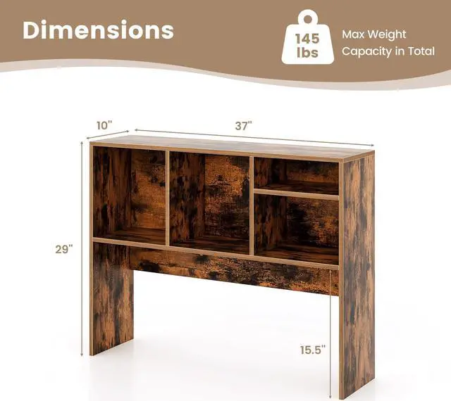 Alt view image 5 of 7 - SlickBlue Computer Desktop Bookcase with 4 Cubbies and Open Back Compartment