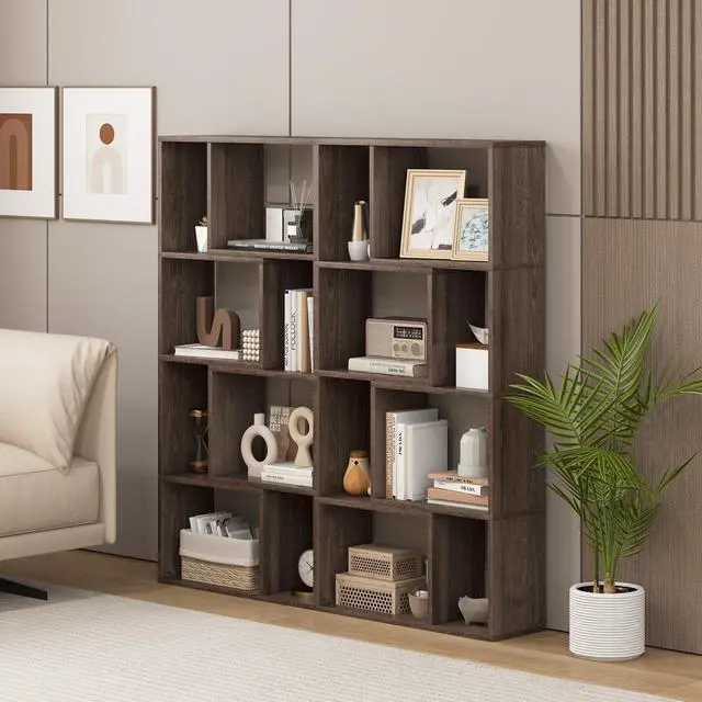 Alt view image 4 of 7 - SlickBlue 4-Tier Geometric Bookshelf with 8 Cubes for Living Room Bedroom