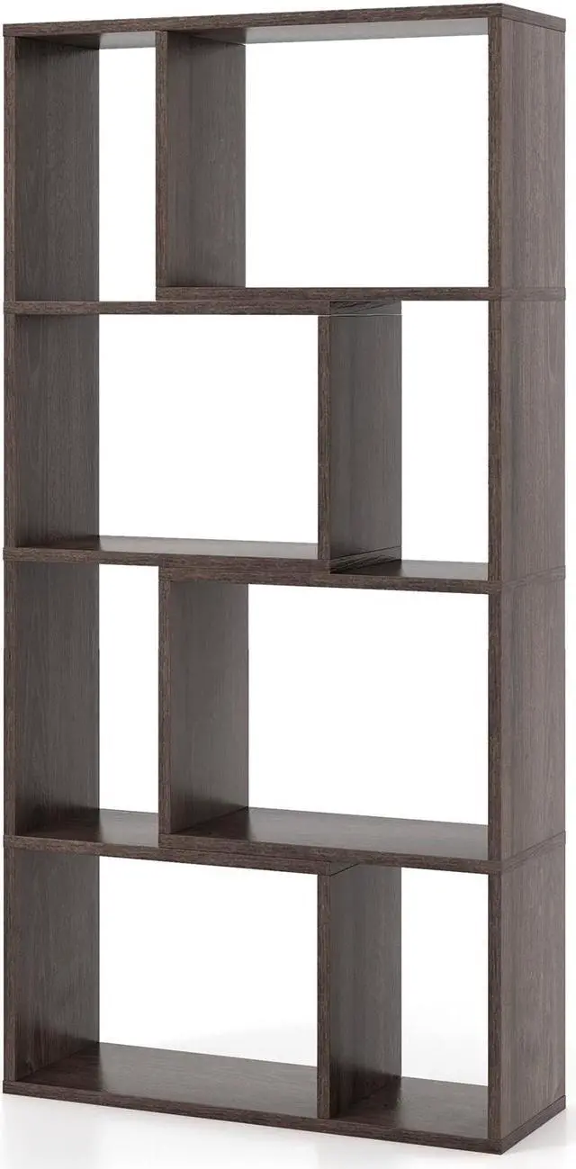 Main image of SlickBlue 4-Tier Geometric Bookshelf with 8 Cubes for Living Room Bedroom