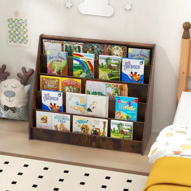 Alt view image 2 of 7 - SlickBlue 5-Tier Kids Bookshelf with Deep Compartments and Stable Baby Book Case