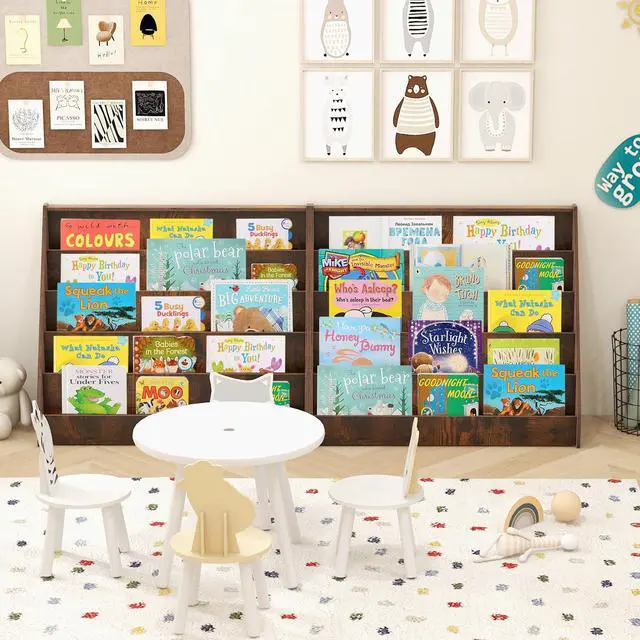 Alt view image 3 of 7 - SlickBlue 5-Tier Kids Bookshelf with Deep Compartments and Stable Baby Book Case