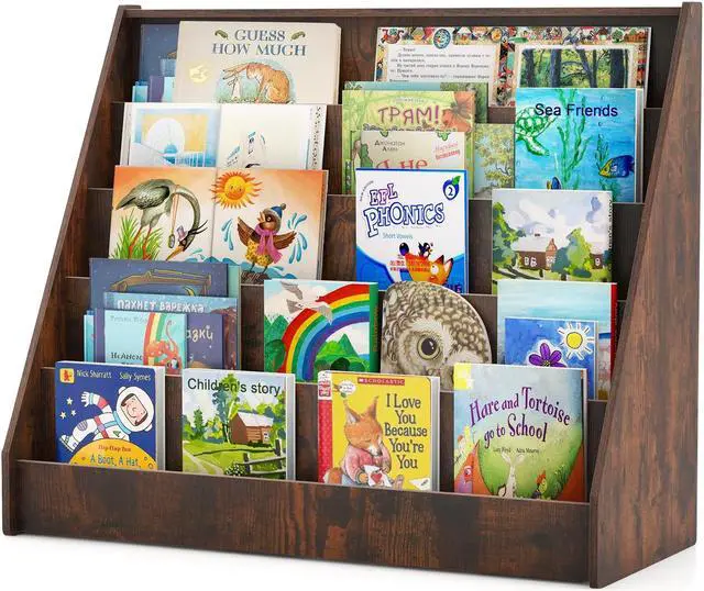 Alt view image 4 of 7 - SlickBlue 5-Tier Kids Bookshelf with Deep Compartments and Stable Baby Book Case