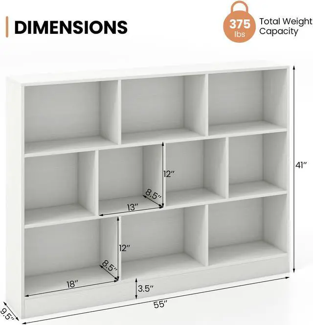 Alt view image 5 of 7 - SlickBlue 41 inches Wooden Toy Storage Organizer with 10 Cubes for Classroom Daycare Nursery Kindergarten