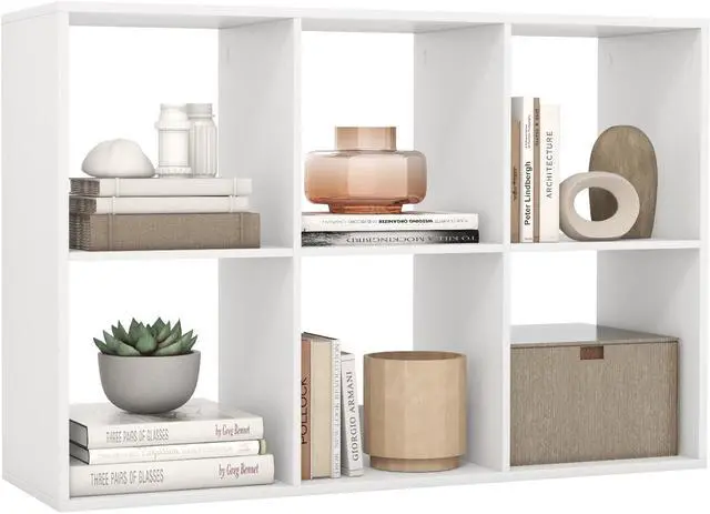 Alt view image 4 of 7 - SlickBlue 6 Cube Bookshelf with Back Guardrail for Living Room Bedroom