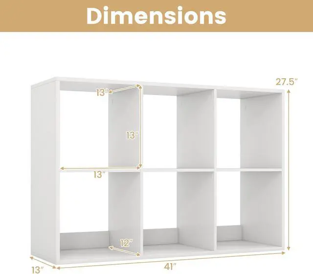 Alt view image 5 of 7 - SlickBlue 6 Cube Bookshelf with Back Guardrail for Living Room Bedroom