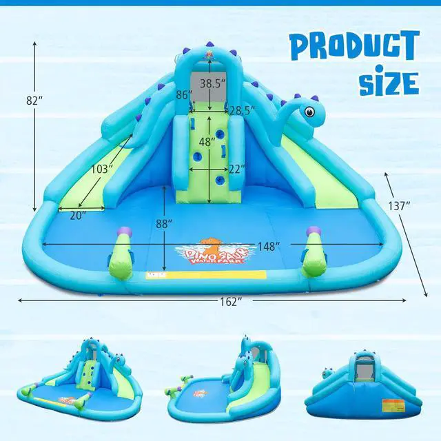 Alt view image 4 of 7 - SlickBlue Inflatable Water Slide with Dual Slides and Large Splash Pool (Without Blower)