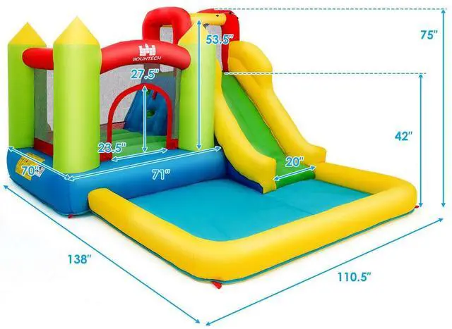 Alt view image 5 of 7 - SlickBlue Inflatable Bounce House Water Slide Jump Bouncer without Blower