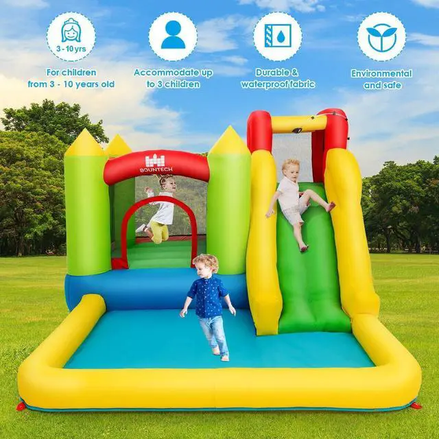 Alt view image 7 of 7 - SlickBlue Inflatable Bounce House Water Slide Jump Bouncer without Blower