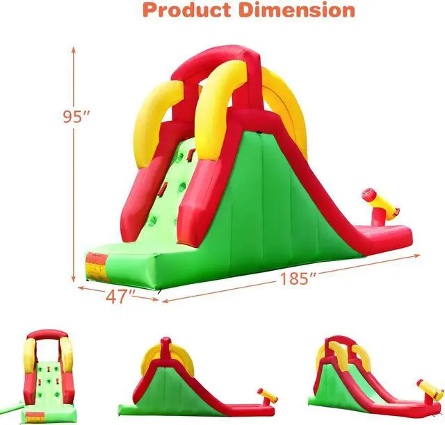 Alt view image 3 of 7 - SlickBlue Inflatable Water Slide Bounce House with Climbing Wall and Jumper with 380W Blower