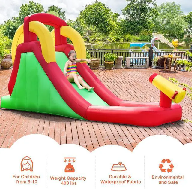Alt view image 4 of 7 - SlickBlue Inflatable Water Slide Bounce House with Climbing Wall and Jumper with 380W Blower
