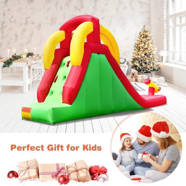 Alt view image 5 of 7 - SlickBlue Inflatable Water Slide Bounce House with Climbing Wall and Jumper with 380W Blower