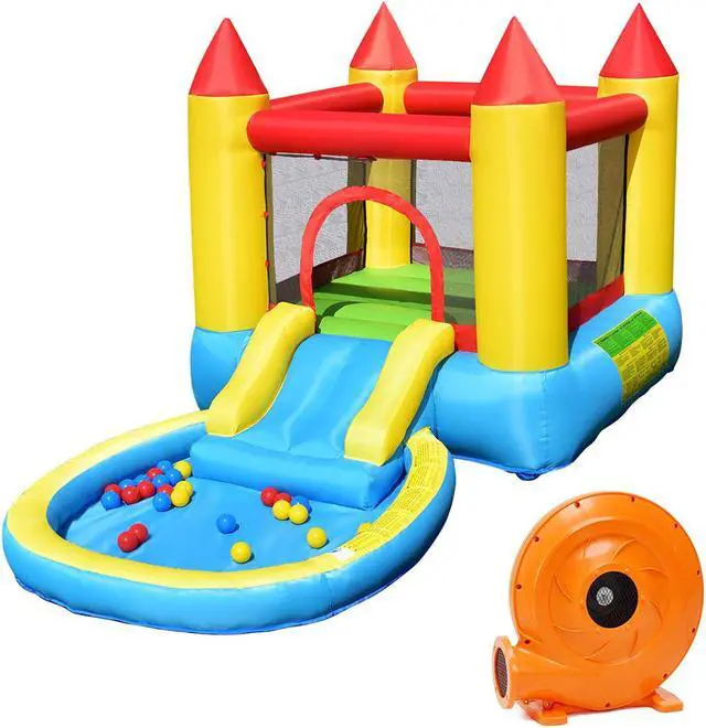 Main image of SlickBlue Inflatable Kids Slide Bounce House with 580w Blower