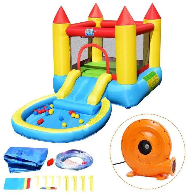 Alt view image 5 of 7 - SlickBlue Inflatable Kids Slide Bounce House with 580w Blower