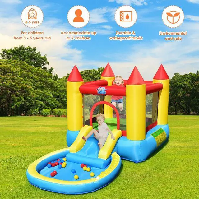 Alt view image 3 of 7 - SlickBlue Inflatable Kids Slide Bounce House with 580w Blower