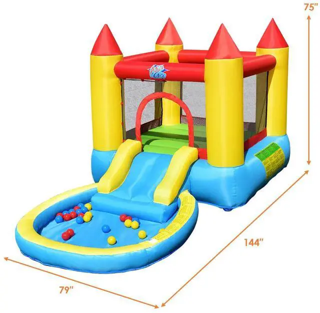 Alt view image 4 of 7 - SlickBlue Inflatable Kids Slide Bounce House with 580w Blower