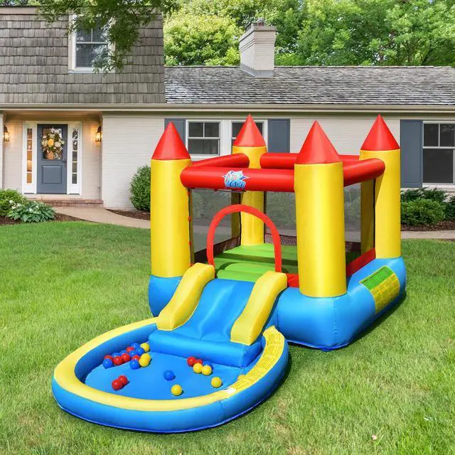 Alt view image 3 of 7 - SlickBlue Inflatable Kids Slide Bounce House with 550w Blower