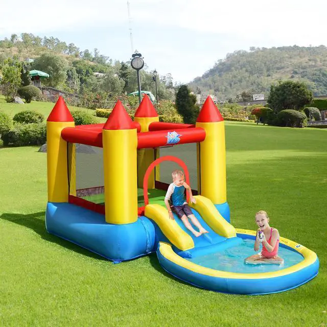 Alt view image 2 of 7 - SlickBlue Inflatable Kids Slide Bounce House with 550w Blower