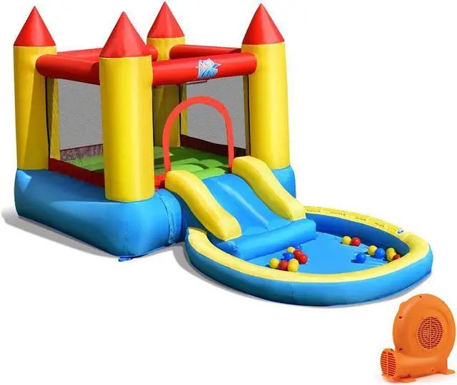 Main image of SlickBlue Inflatable Kids Slide Bounce House with 550w Blower
